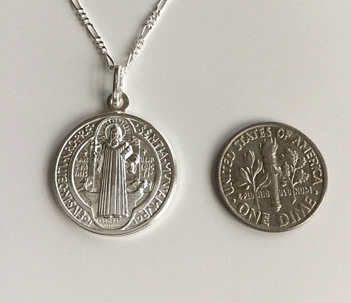 925 SILVER SAINT BENEDICT NECKLACE 22″ / CADENA SAN BENITO 925 PLATA 22″- 20mm#1