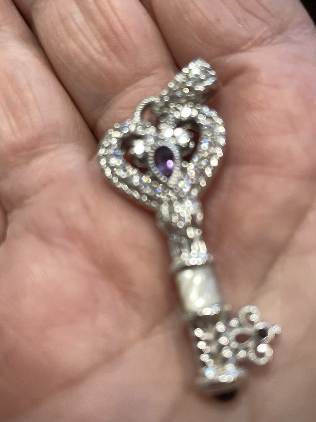 JUDITH RIPKA STERLING SILVER KEY PENDANT ENHANCER -PLEASE LOOK SO BRIGHT CZ’s!!