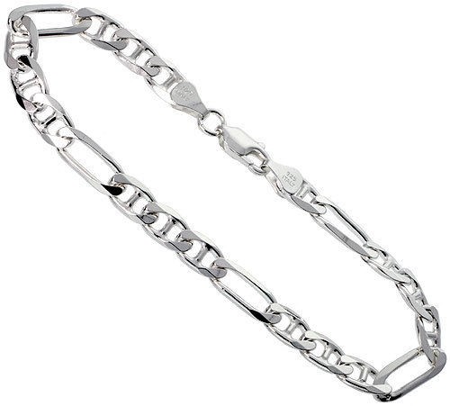 .925 Sterling Silver Figarucci Chain Necklace 6.6mm 18″, 20″, 22″, 24″, 28″, 30″