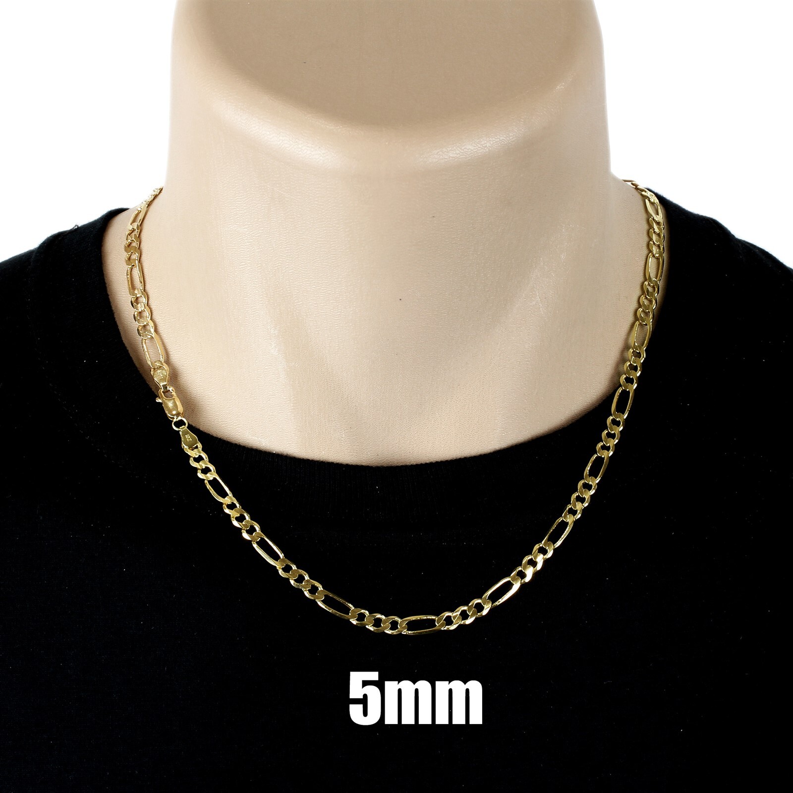 Guaranteed Genuine Solid 10K Gold Figaro 3+1 Link Chain Necklace All Sizes