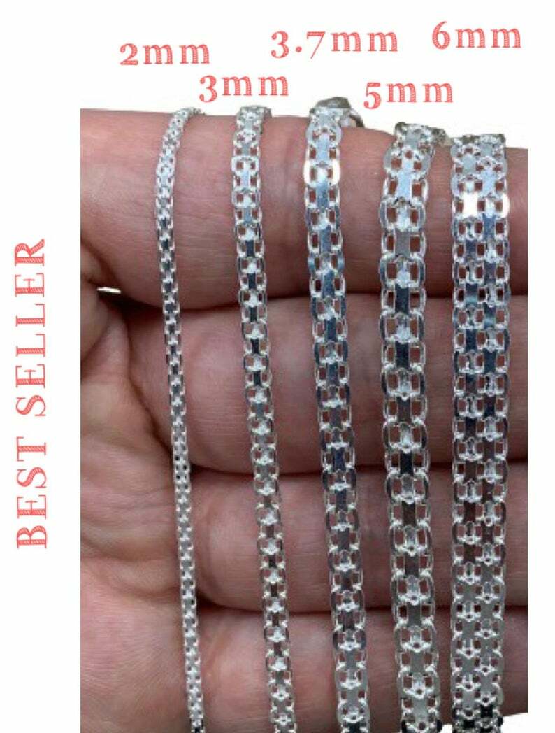 Sterling Silver BISMARK Chain, Necklace, Italian, 925 Sterling, All Sizes, Sale