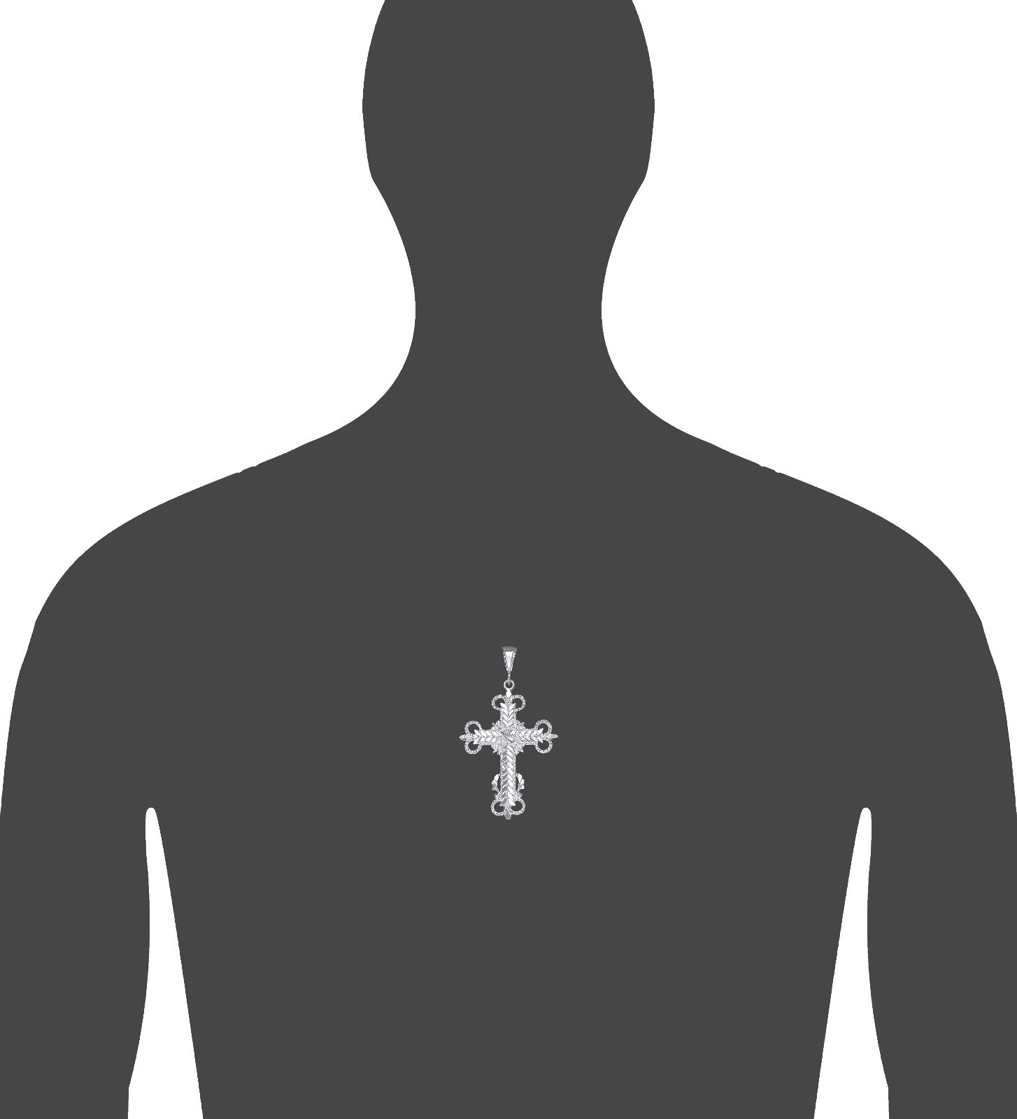 Sterling Silver Cross without Jesus Pendant Necklace with Diamond Cuts and Chain