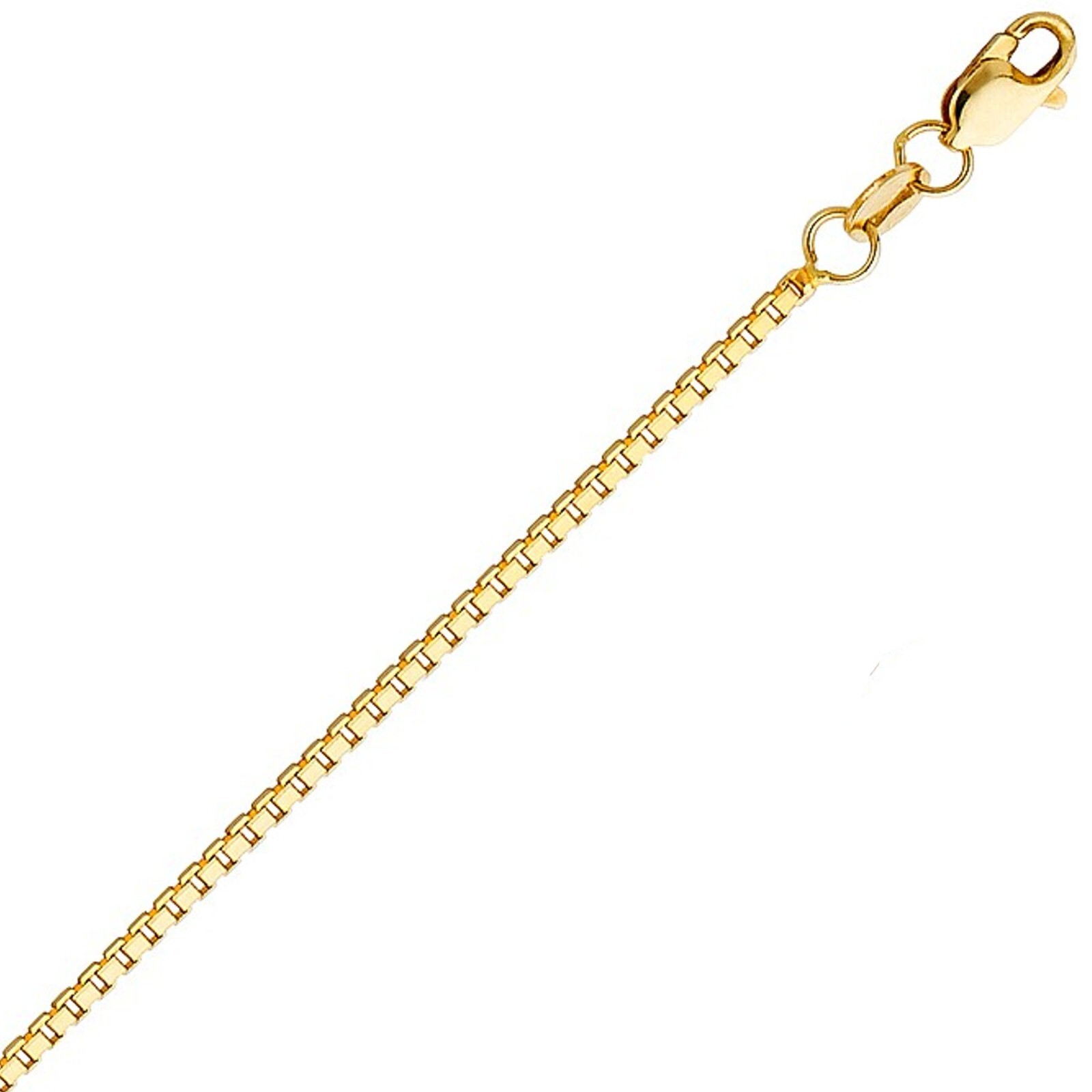 14K Solid Yellow Gold 0.45 mm Box Chain with Lobster Clasp 16″ 18″ 20″