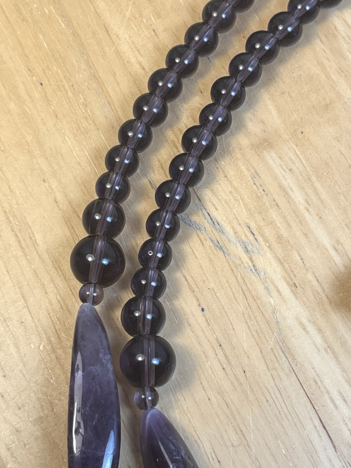 Huge Natural Amethyst And White Cultured Pearl Silver Toned Necklace