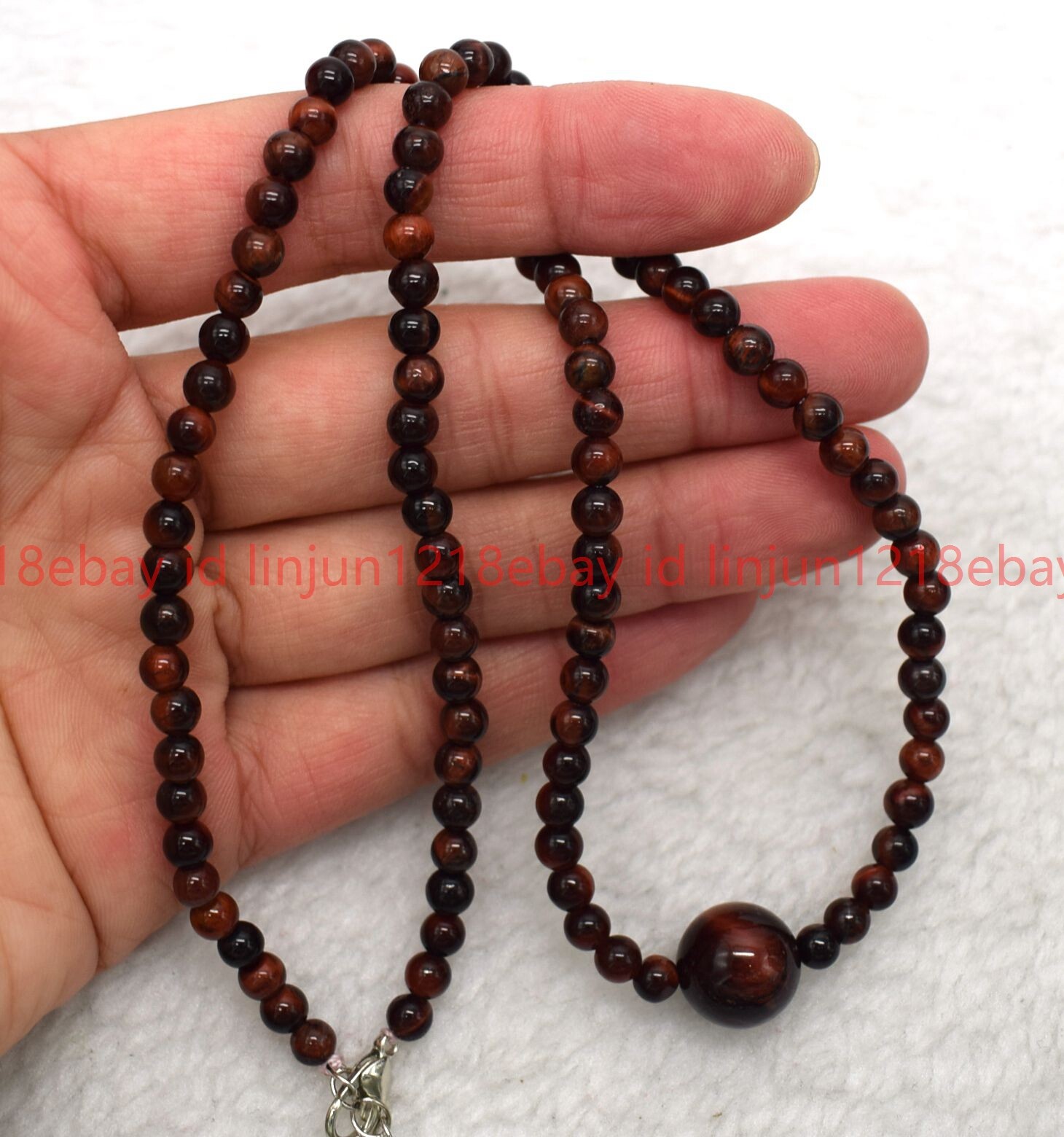 Natural Beautiful 4mm Red Tiger’s Eye Round Gemstone Beaded Necklace 16-28in