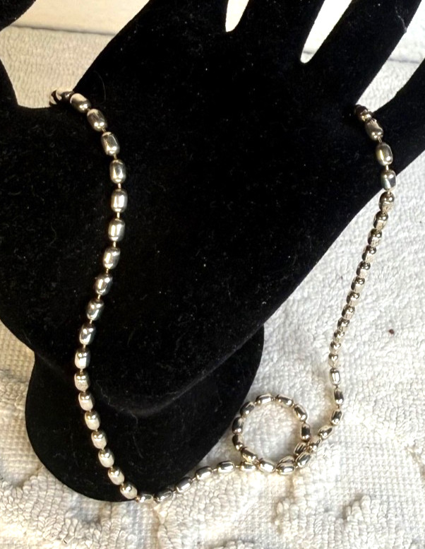 Sterling Silver 4mm Rice Bead 18″ Necklace made in Italy