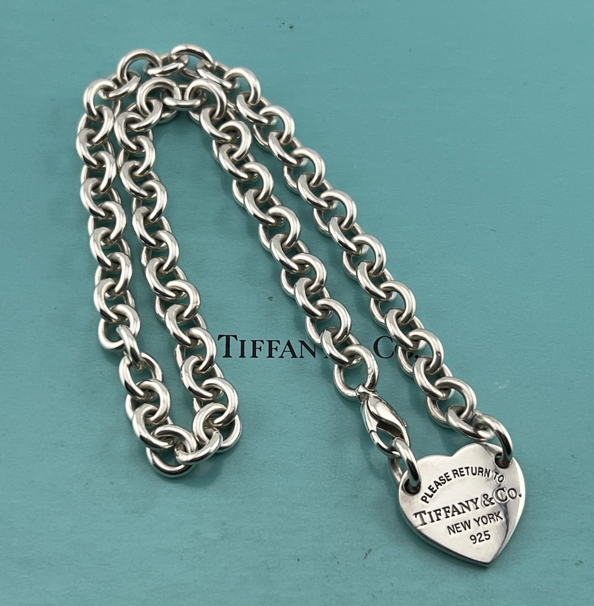 Tiffany & Co. Sterling Silver “Return To Tiffany” Heart Tag Choker Necklace 15”
