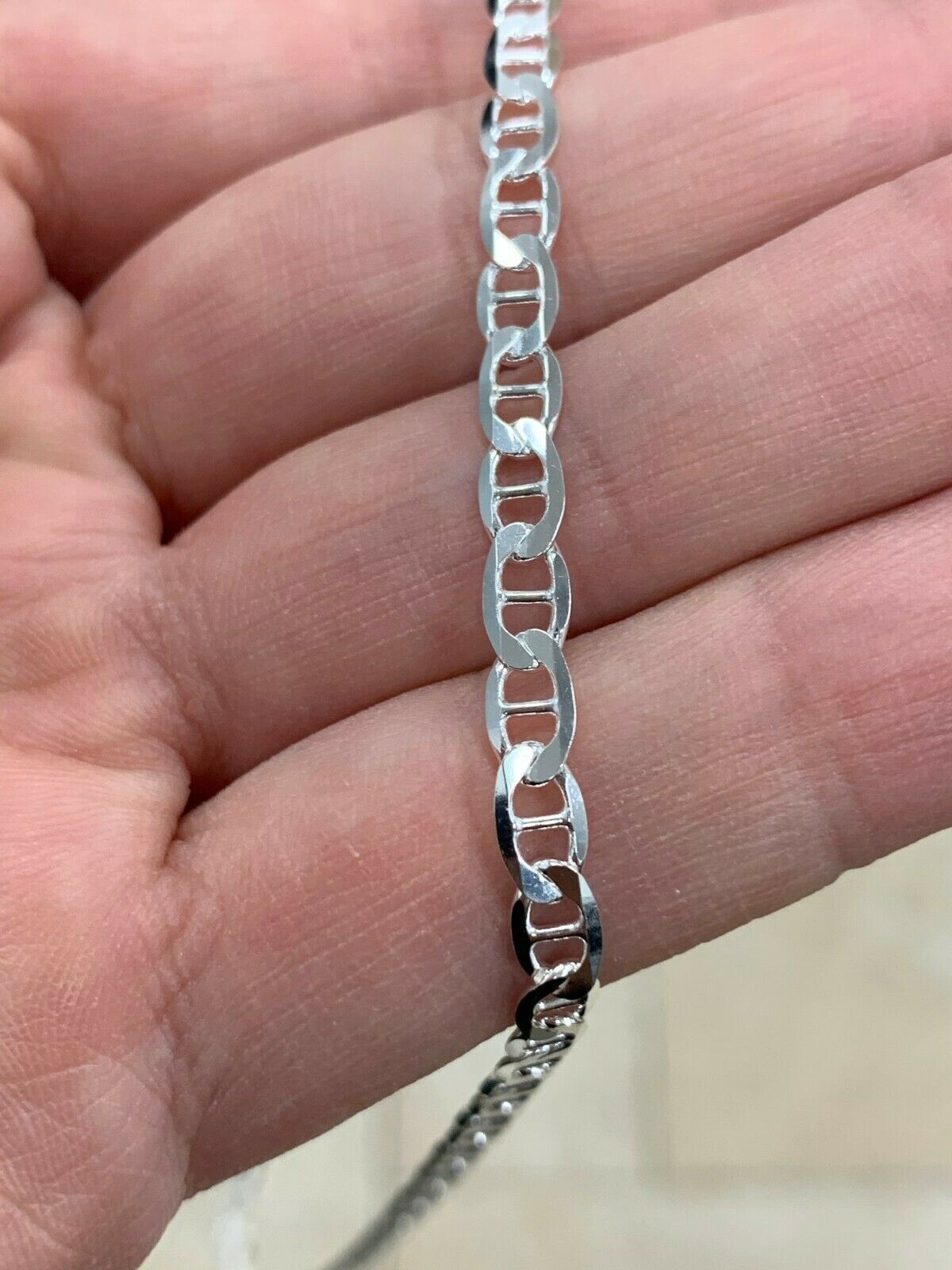925 Sterling Silver 4.5mm Mariner Italian Chain Necklace in 925 16”-30”
