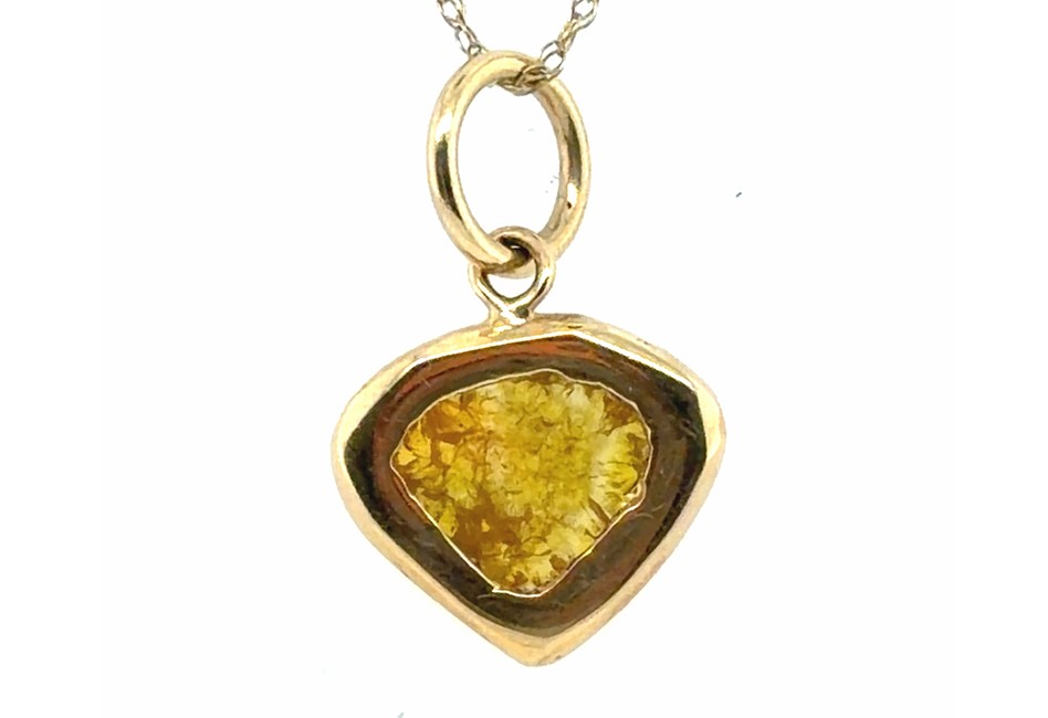 Lapaix Sliced Fancy Vivid Yellow Diamond Pendant Necklace 1.22ct Brand New 14K