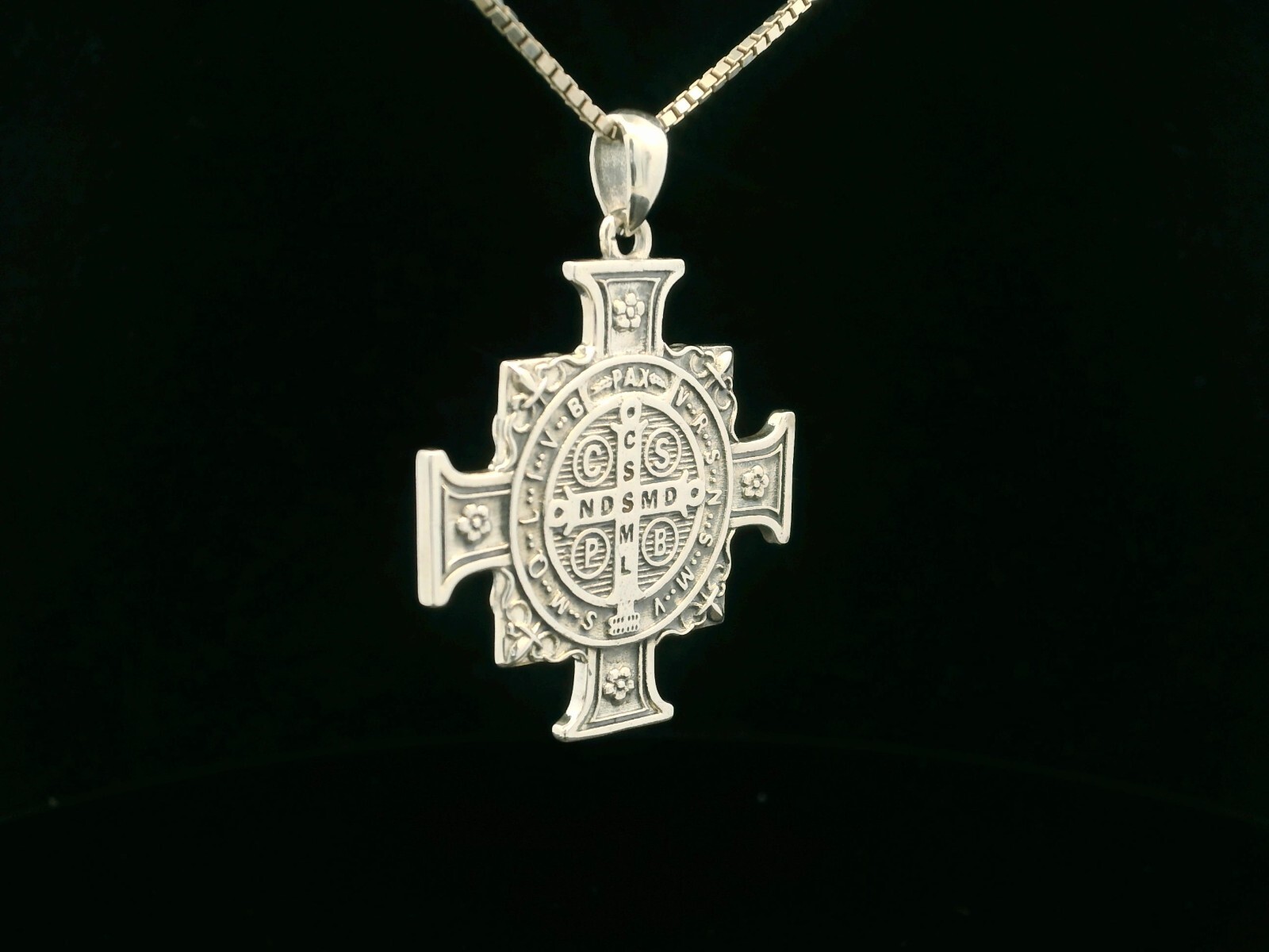 925 Sterling Silver Two-Sided Saint Benedict Necklace
