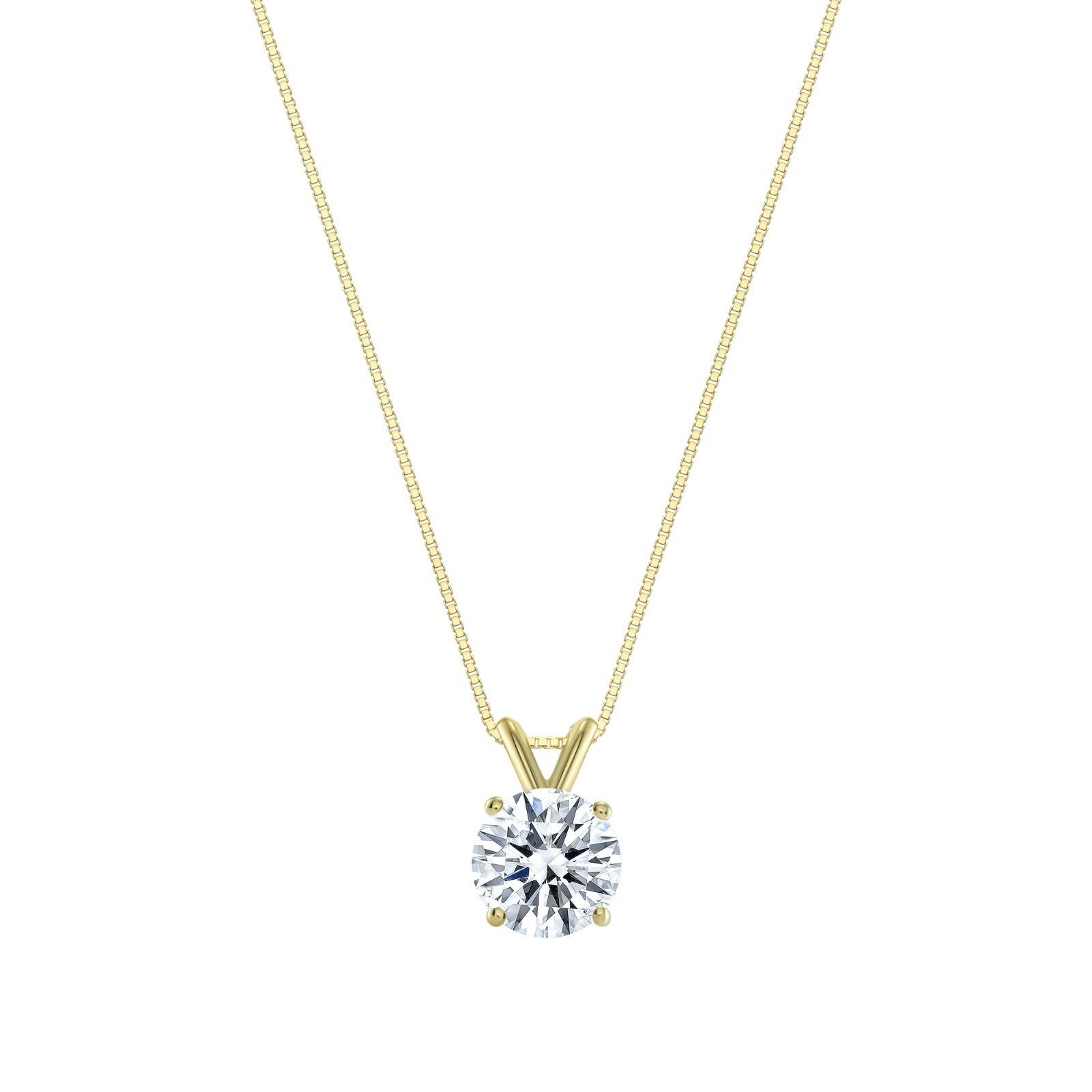 IGI E/VVS 1.25 Ct Round Lab Grown Diamond Pendant Necklace 14K Yellow Gold 16″