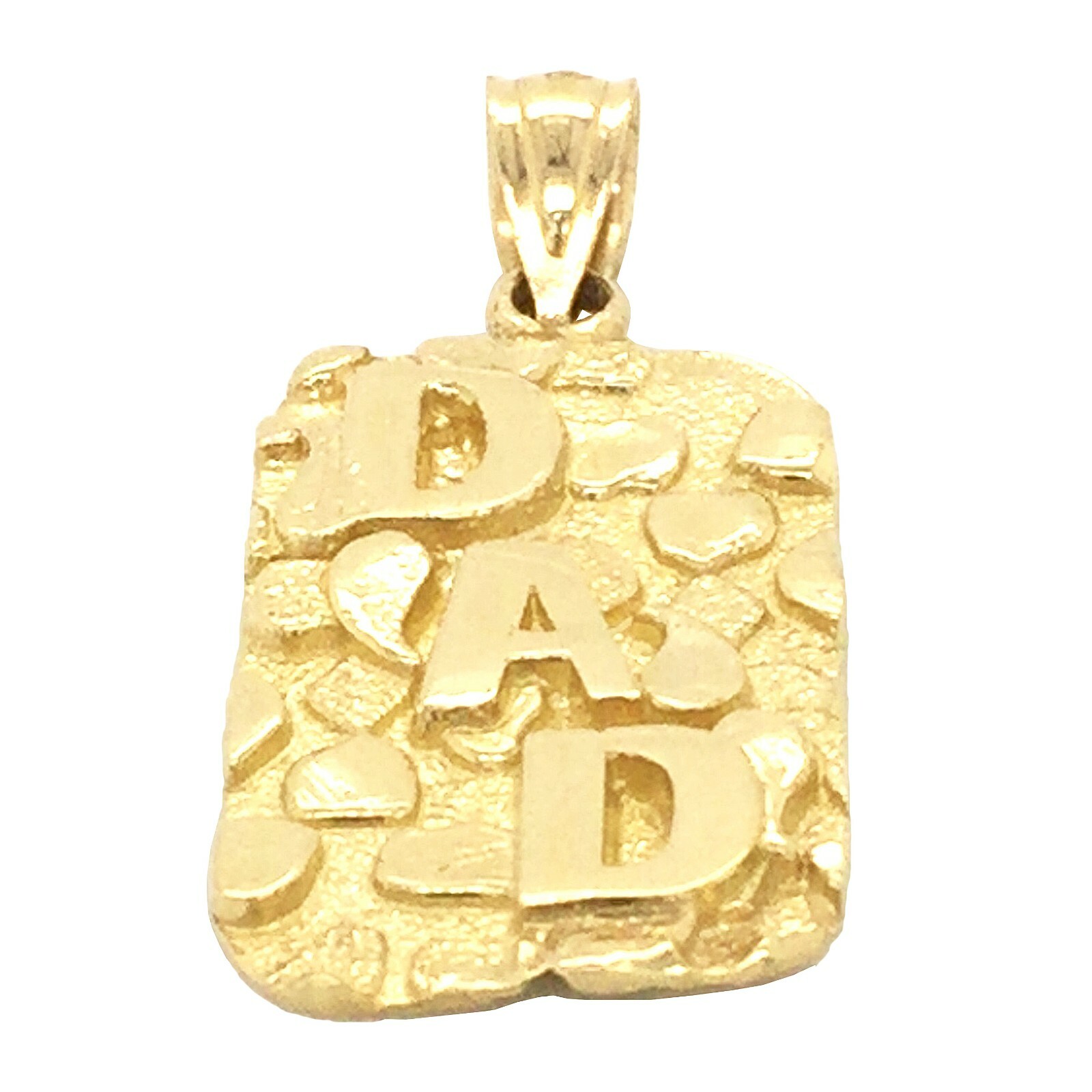 10k Yellow Gold Solid DAD Nugget Pendant Rectangle Charm 2.7 grams