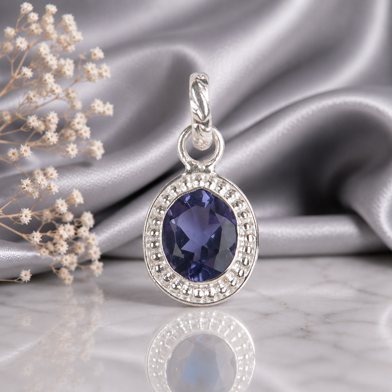 Iolite Gemstone 925 Sterling Silver Pretty Pendent 1.20″ For Anniversary