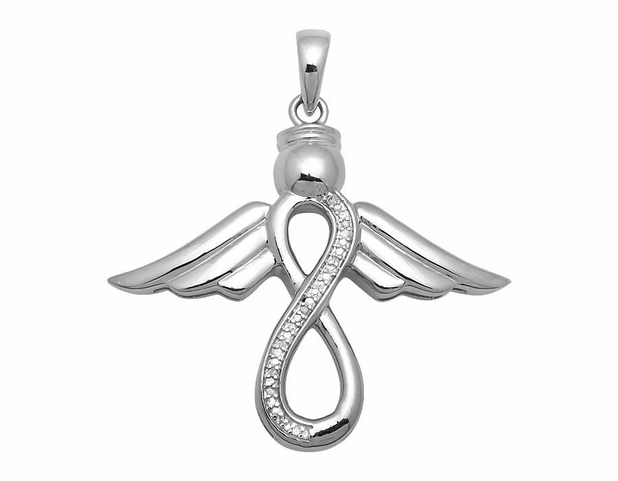 1.25ct Lab-Created Moissanite Pendant Infinity-Shaped Angel White Gold Plated