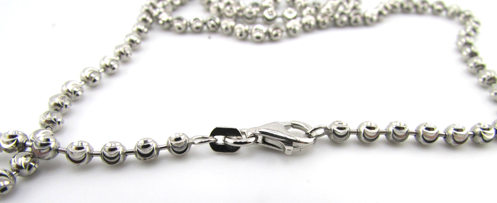 925 Sterling Silver 3mm Moon Cut Bead Chain Necklace, 18-Inch, Silver
