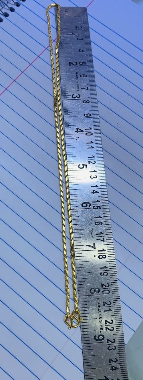 23K Solid Yellow Gold Handmade Bar Link Chain Necklace 15.20Grams 17 Inches