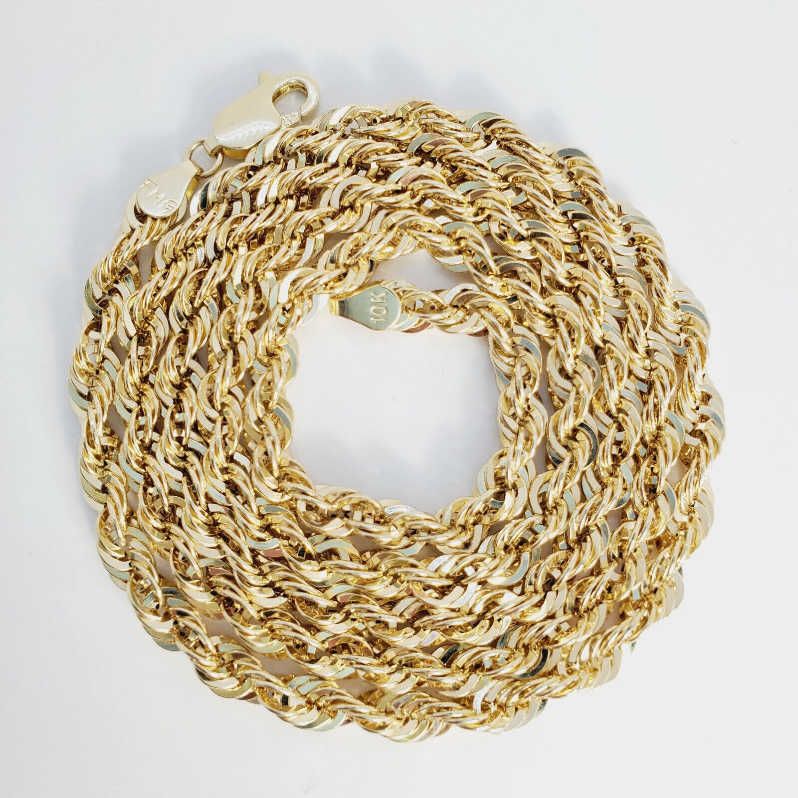 14K Yellow Gold Plated 925 Silver 1.5mm-6.5mm LaserRope Chain Necklace 16″- 30″