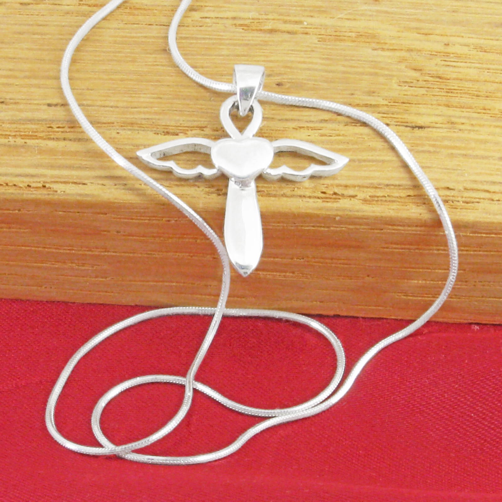 Simple ANGEL Heart Pendant in Sterling Silver – Add Your Own CHAIN!