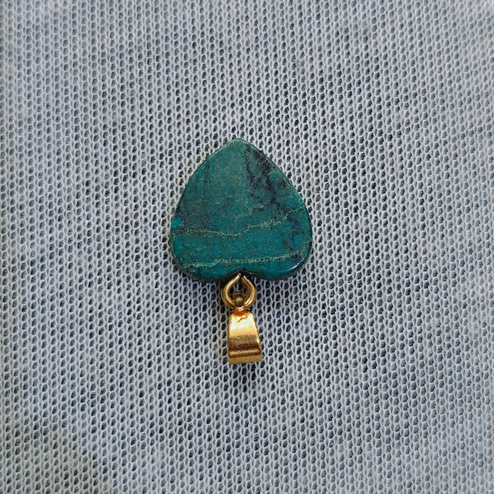 Natural Turquoise Gemstone Heart Pendant Turquoise Handmade Brass Hook Pendant