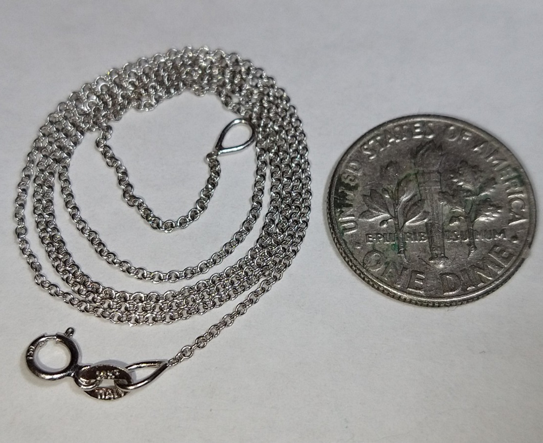 Solid 18k white gold dainty 0.65mm chain necklace 1.24 grams – 16″