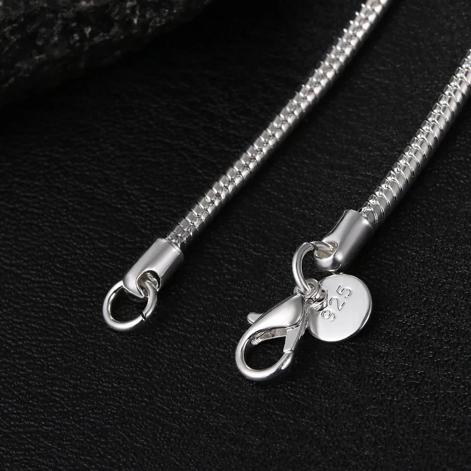 40-75Cm 925 Sterling Silver 1MM/2MM/3MM Solid Snake Chain Necklace for Men Women