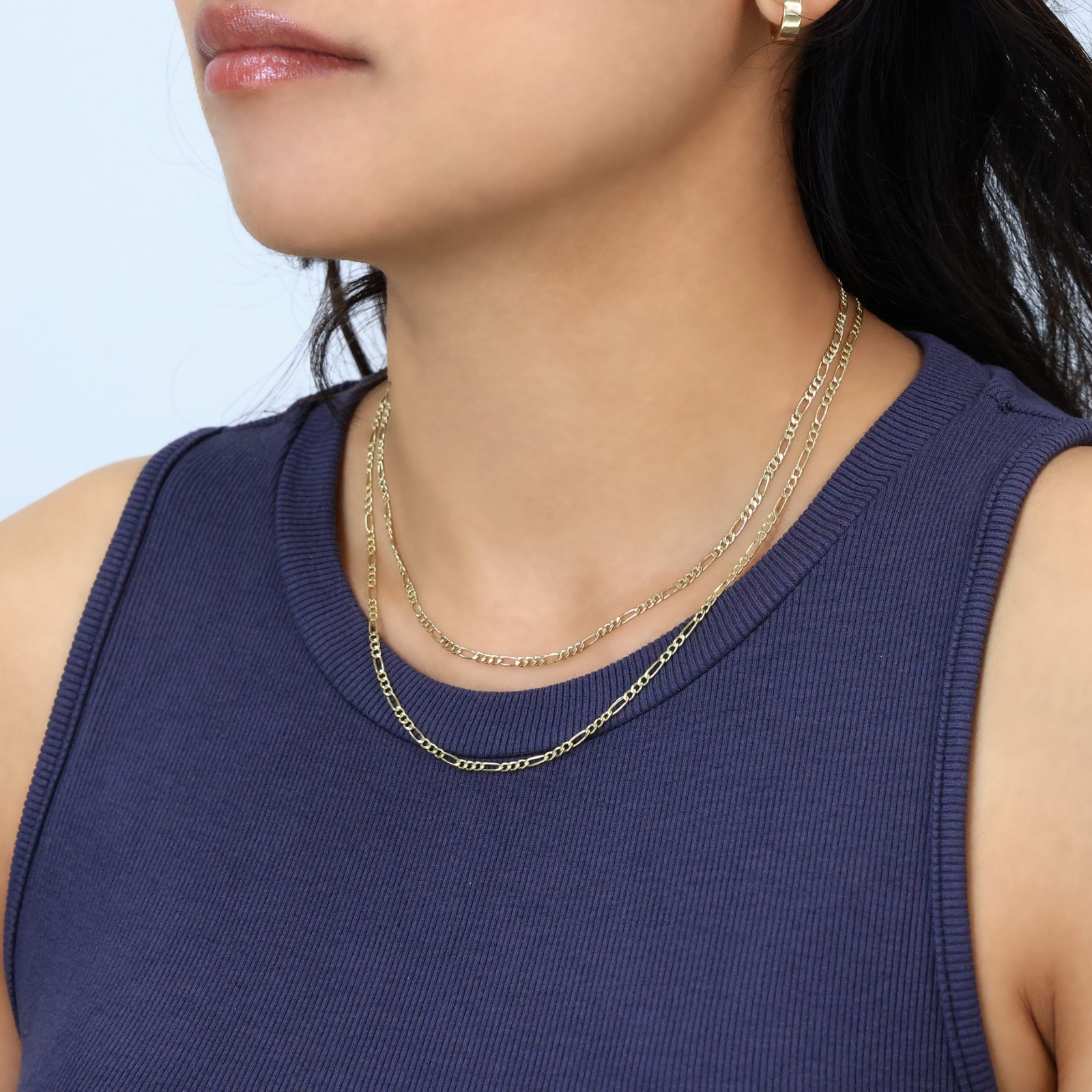 14K Yellow Gold 2.5mm Figaro Chain Link Italian Necklace Mens Womens 16″- 26″
