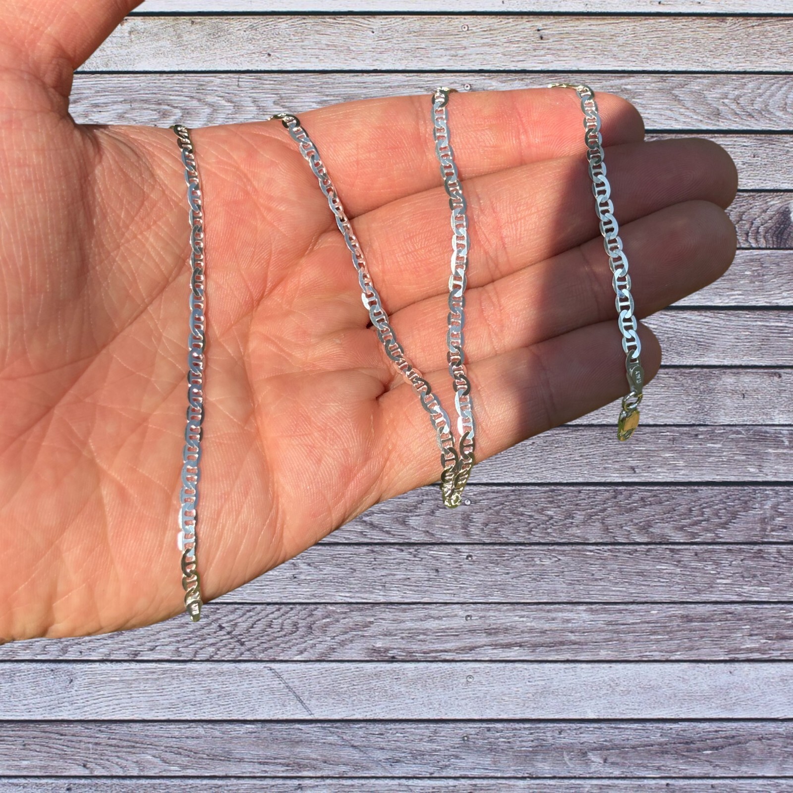 3mm Mariner Chain Necklace – Real Solid 925 Sterling Silver Or 14k Gold Vermeil