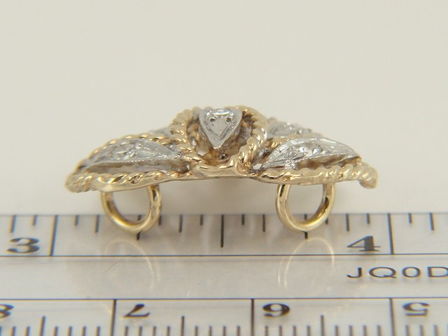 14K Yellow & White Gold Natural Diamond Necklace Slide 4.5 grams