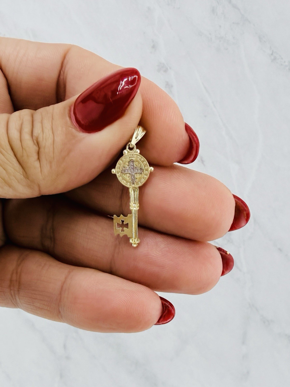 14k gold pendant Saint Benedict key ❤️ San Benito llave en oro