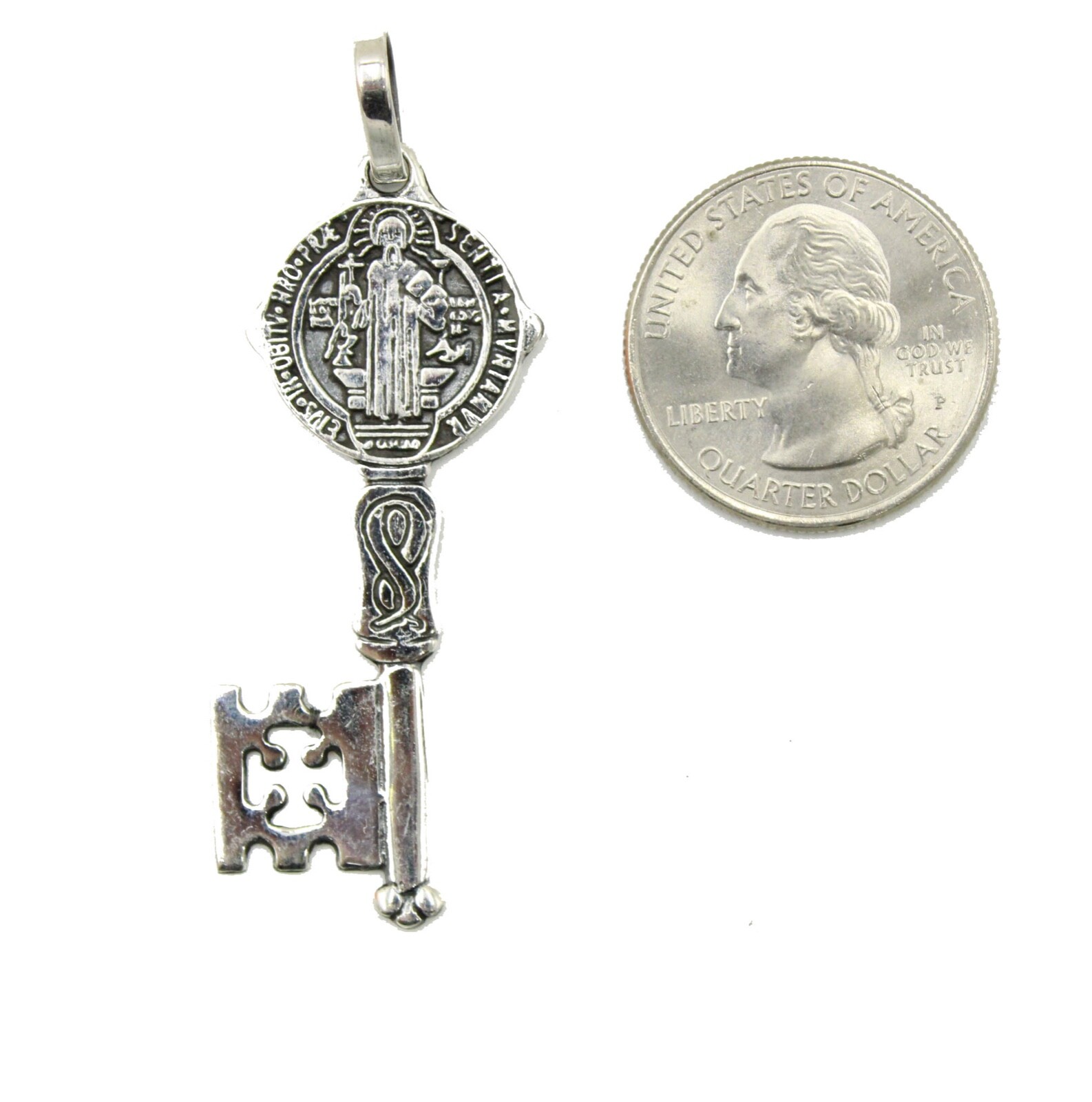 San Benito Key Pendant .925 Sterling Silver Pendant – St Benedict Key Silver
