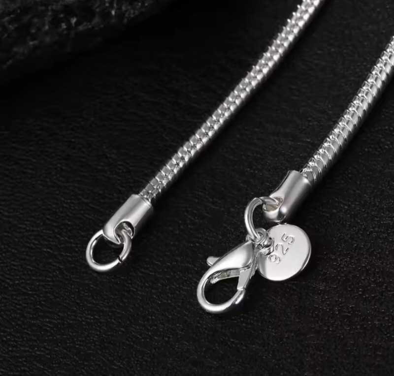 40-75cm 925 Sterling Silver 1MM-3MM solid Snake Chain Necklace For Men Women