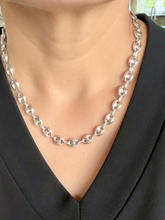 Sterling Silver 925 Puffy Mariner Link Chain Necklace – Lobster Clasp 24.8g