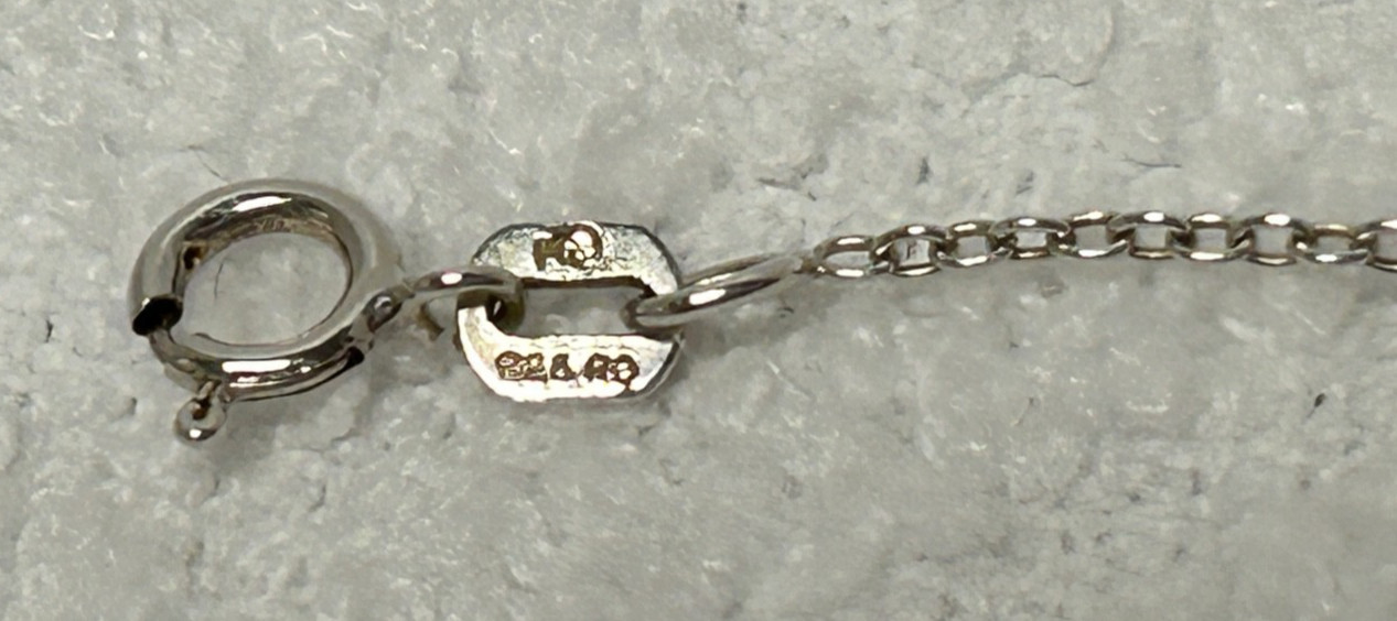 Sterling Silver 925 Chain Necklace Pendant w/ White/Colorless Faux Stone 19.25″