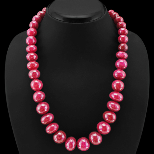 BUYERS MOST DEMANDED 716.00 CTS EARTH MINED RUBY ROUND BEADS NECKLACE STRAND