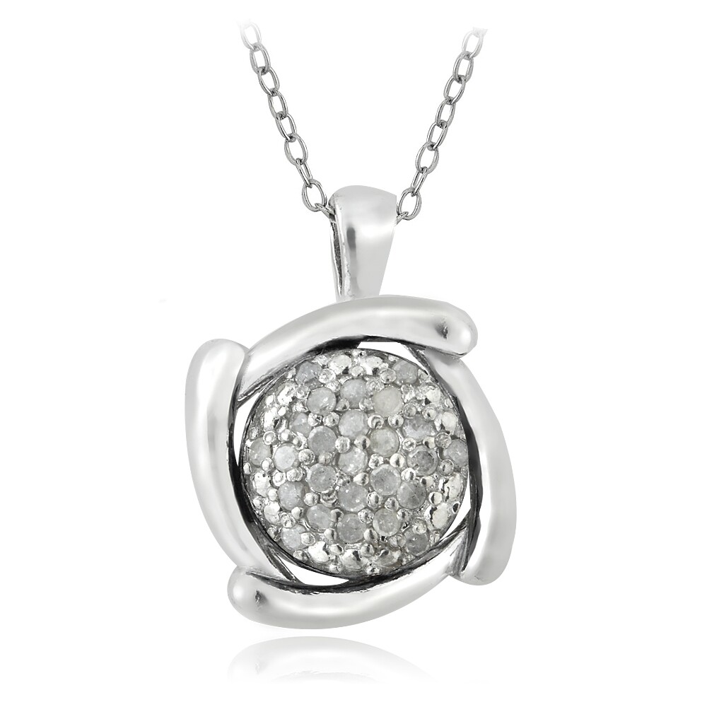 925 Sterling Silver 1/4ct Diamond Round Swirl Necklace, 18″