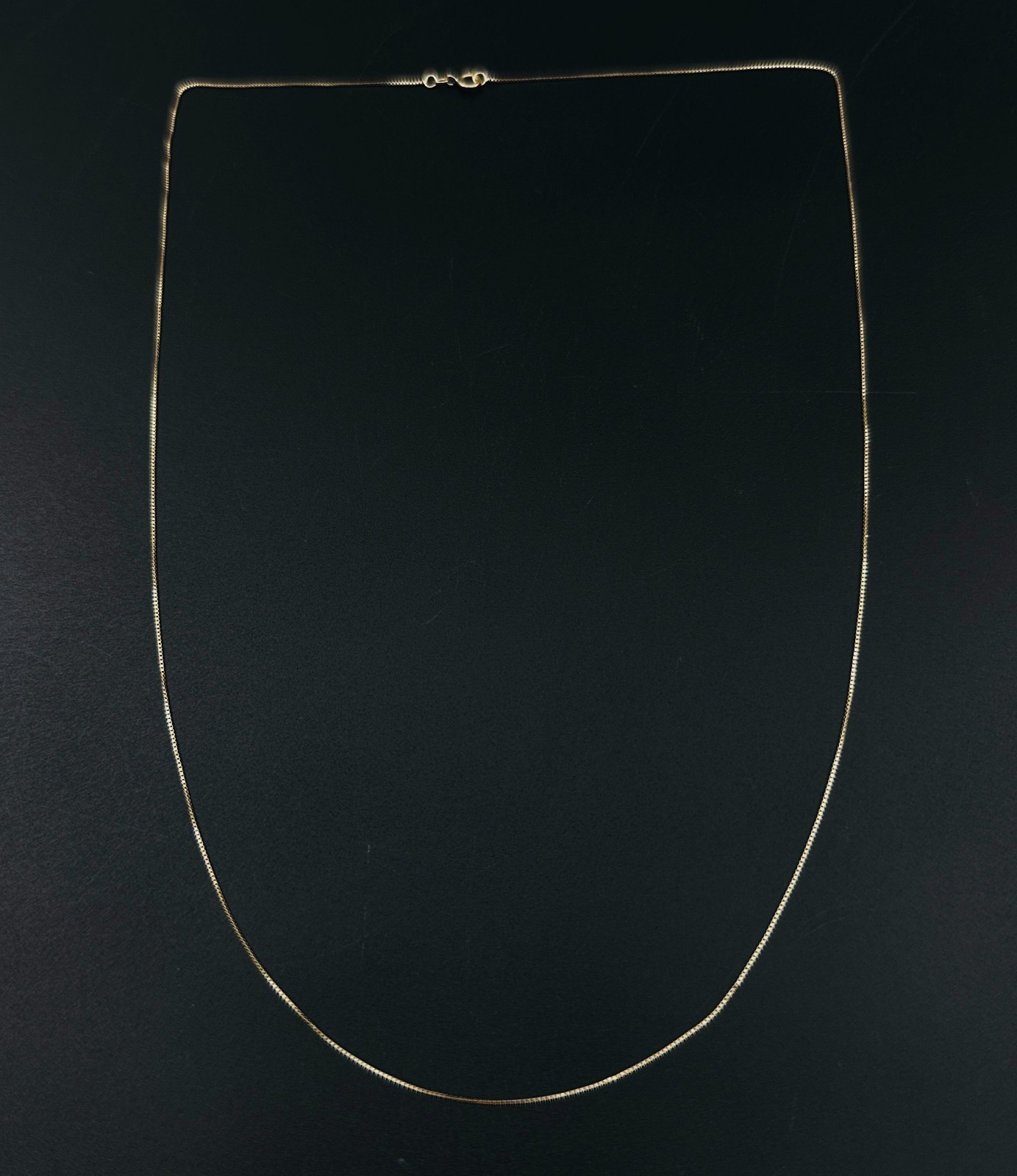Solid 10K Yellow Gold Thin Liquid Box Link Chain Necklace, .5mm, 19 3/4″