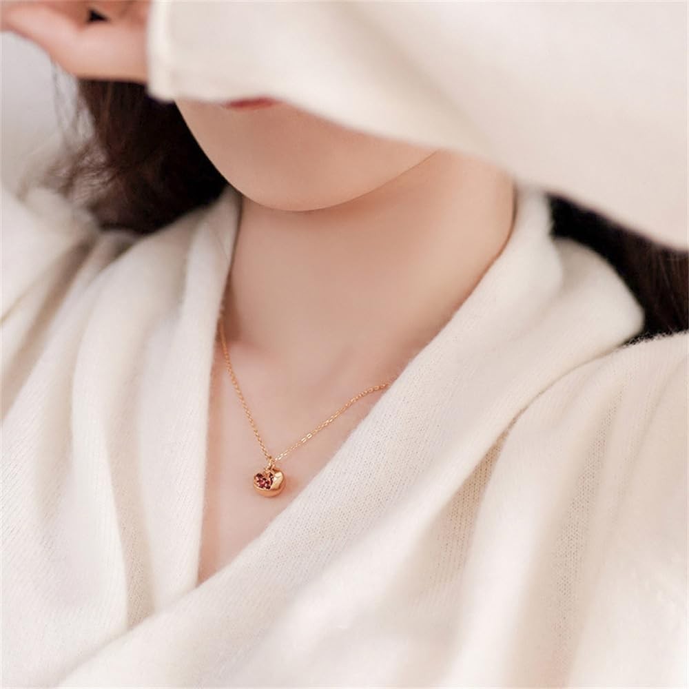 Premium Cubic Zirconia Inlay Red Pomegranate Pendant 18k Gold Plated Stainless S
