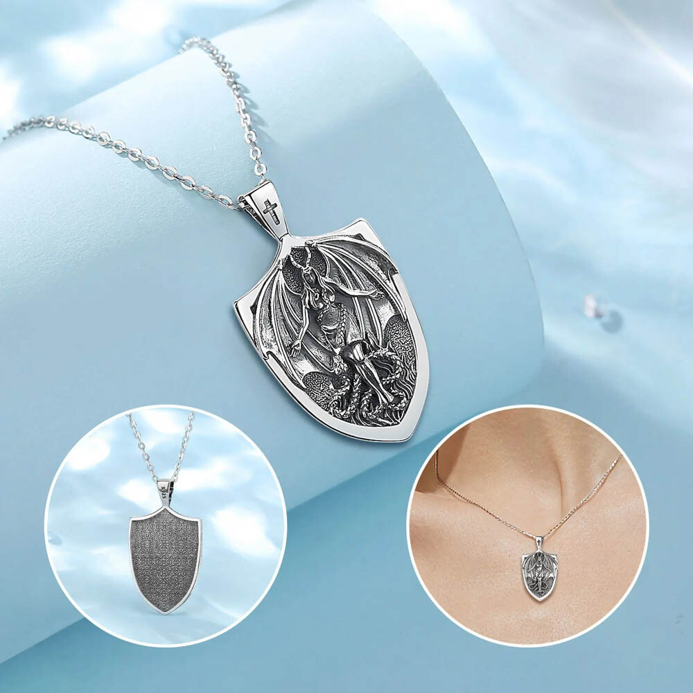 MLD 925 Sterling Silver Lilith Shield Pendant Necklace – Gothic Jewelry