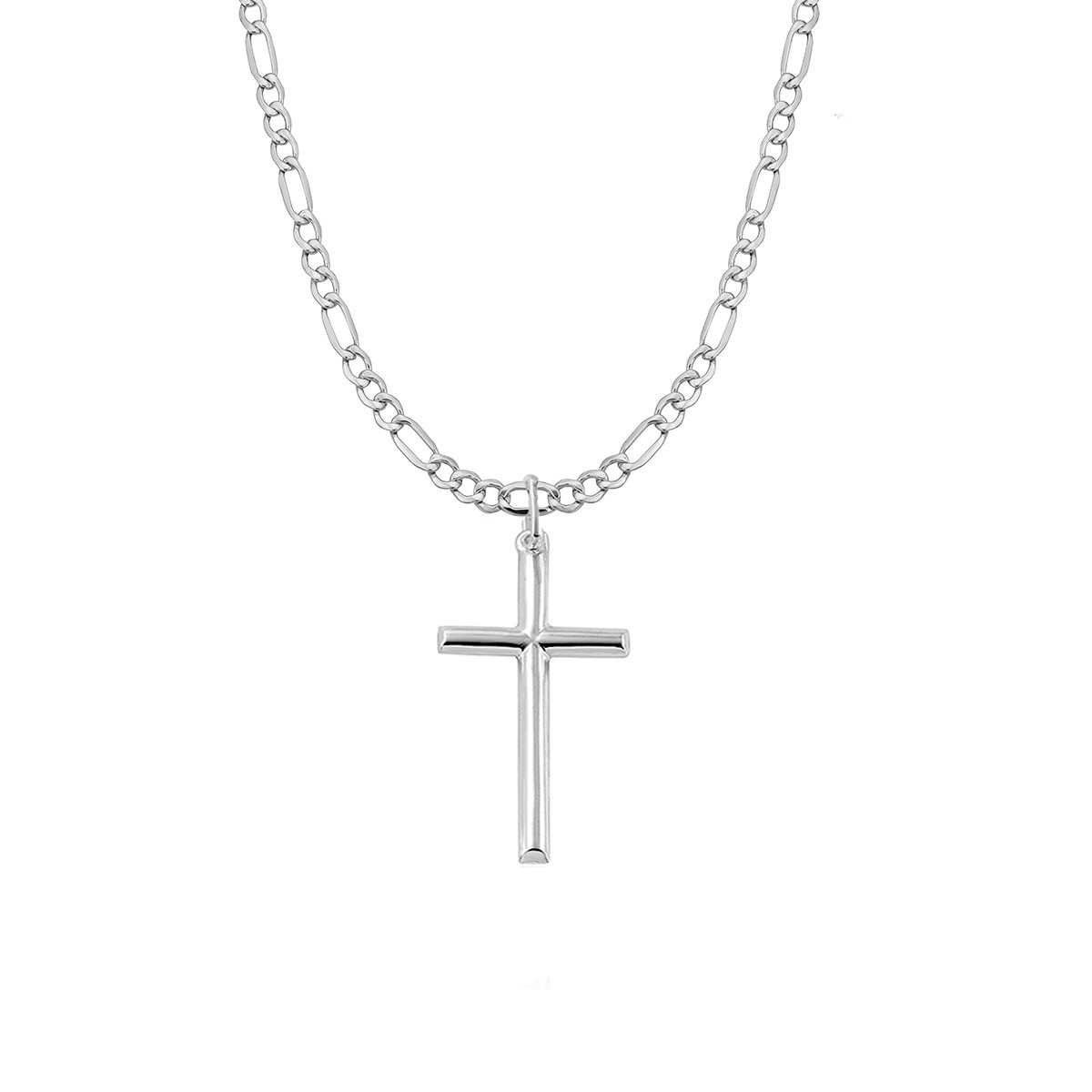 925 Sterling Silver Cross Pendant Necklace 2MM Curb Chain Necklace 16″-30″ Italy