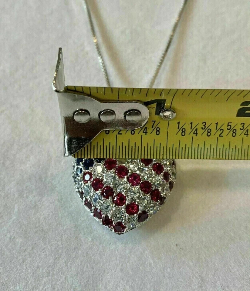 2Ctw Round Lab Created Blue Sapphire & Ruby Pendant 14k White Gold Plated Silver