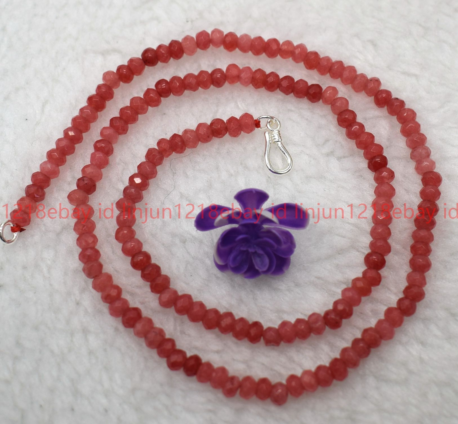 2x4mm Faceted Red Watermelon Tourmaline Rondelle Gemstone Bead Necklace 16-28in