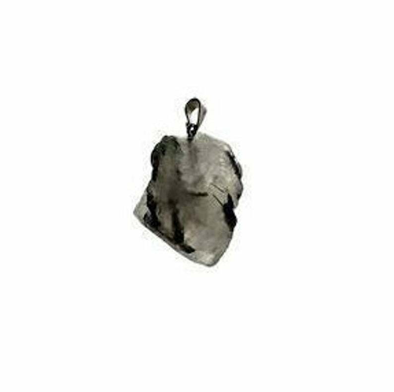 Pendant Crystal Tourmalated Quartz Raw Brazil Valentine Birthday Unique Gift