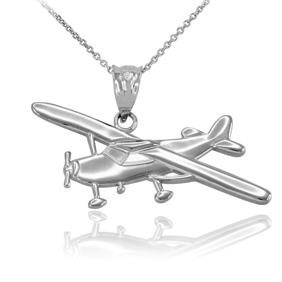 Solid Gold Airplane Pendant Necklace (Available in Yellow/Rose/White Gold)