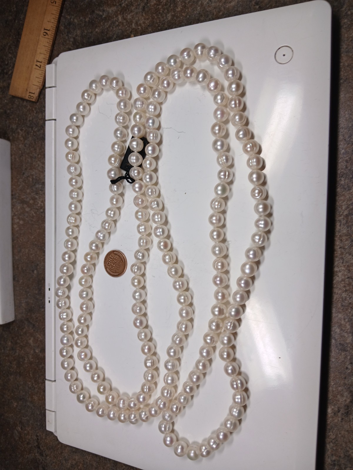 New With Tag Honora Large 9mm White Freshwater Pearl 62 Inch Necklace