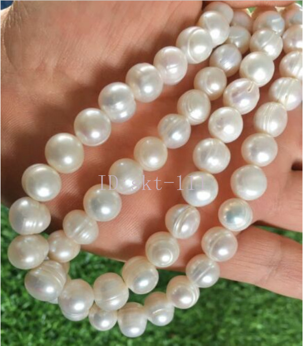 14 inches Natural White Freshwater Pearl Loose Beads for Jewelry Making 10-11mm