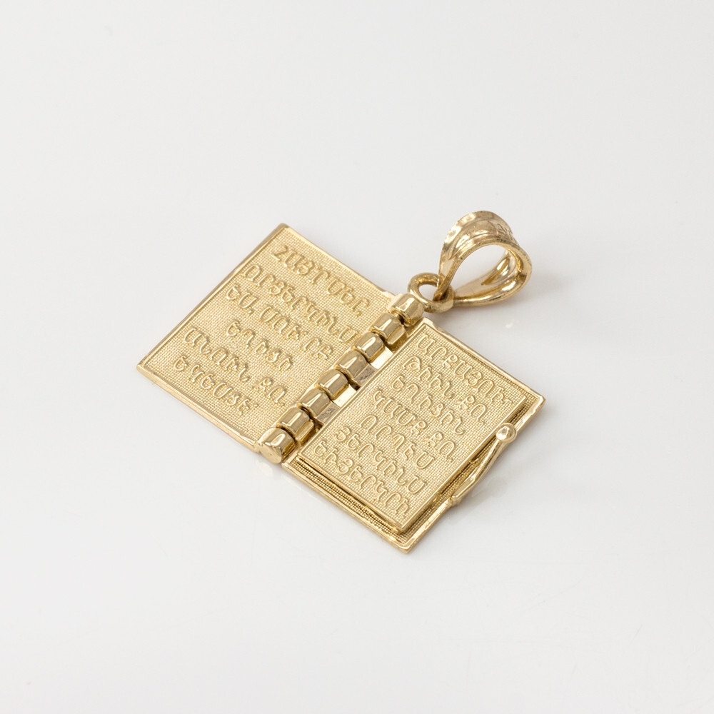 Gold 3D Armenian Bible Pendant Necklace(Available In Yellow/Rose/White Gold)