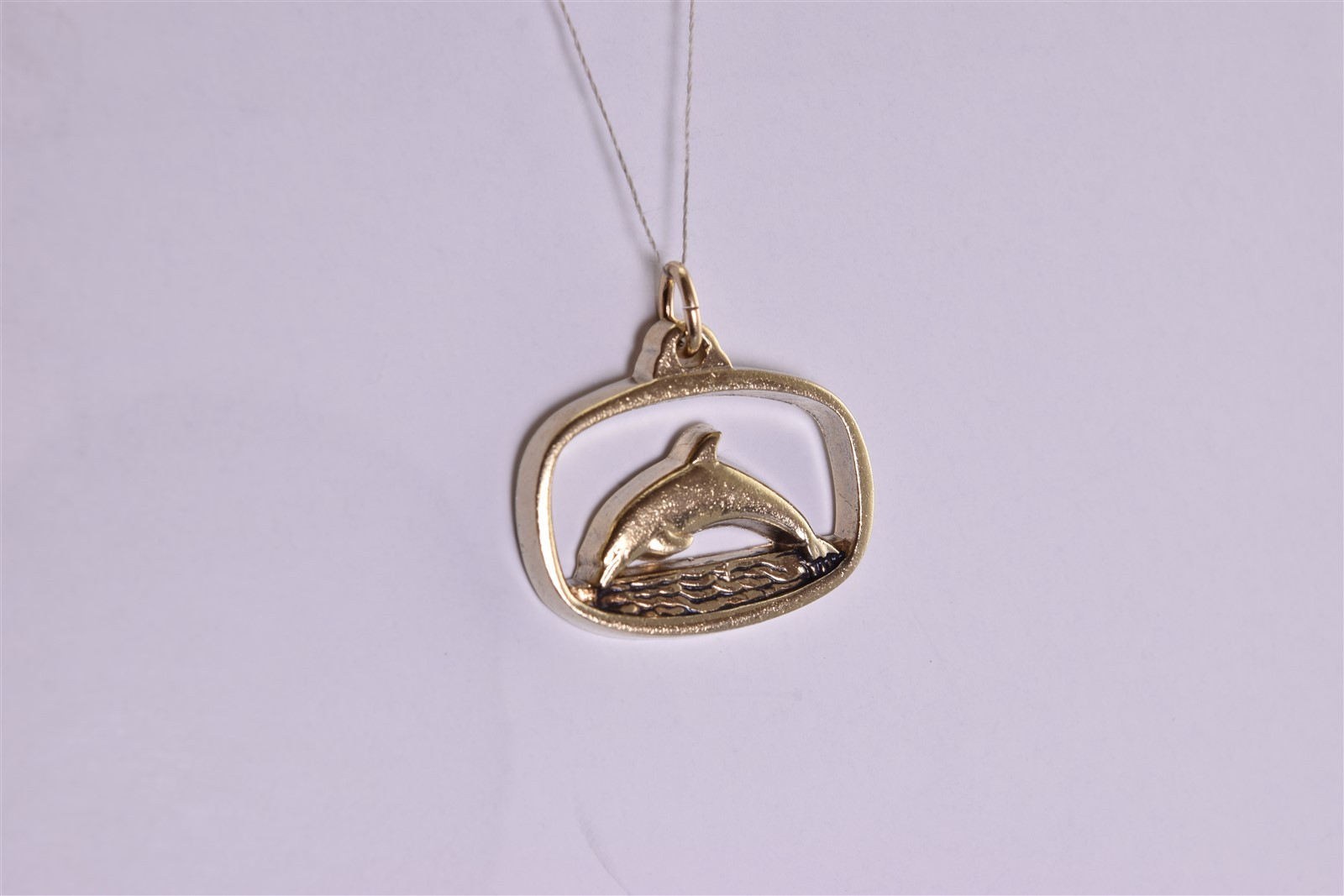 Vintage LGB Gold Sterling Silver 16mm x 22mm 1973 Dolphin ATA Miami 925 Pendant