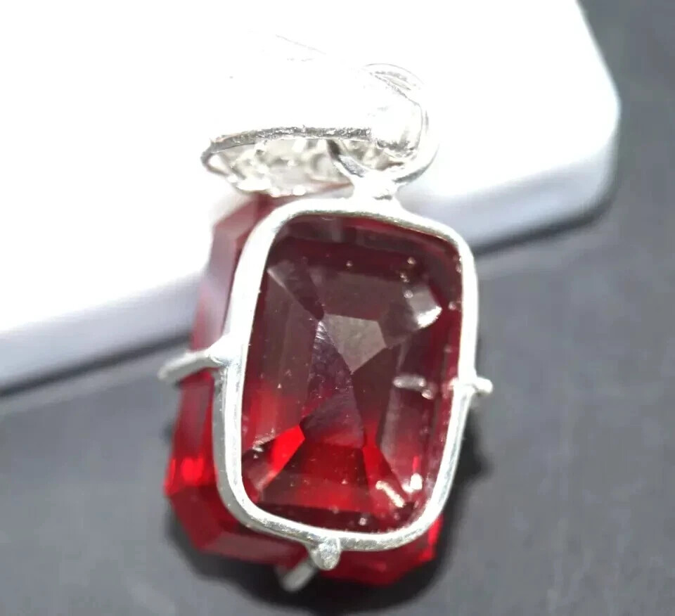 30 Ct Natural Red Ruby Emerald Cut Pendant AGL Certified Gemstone
