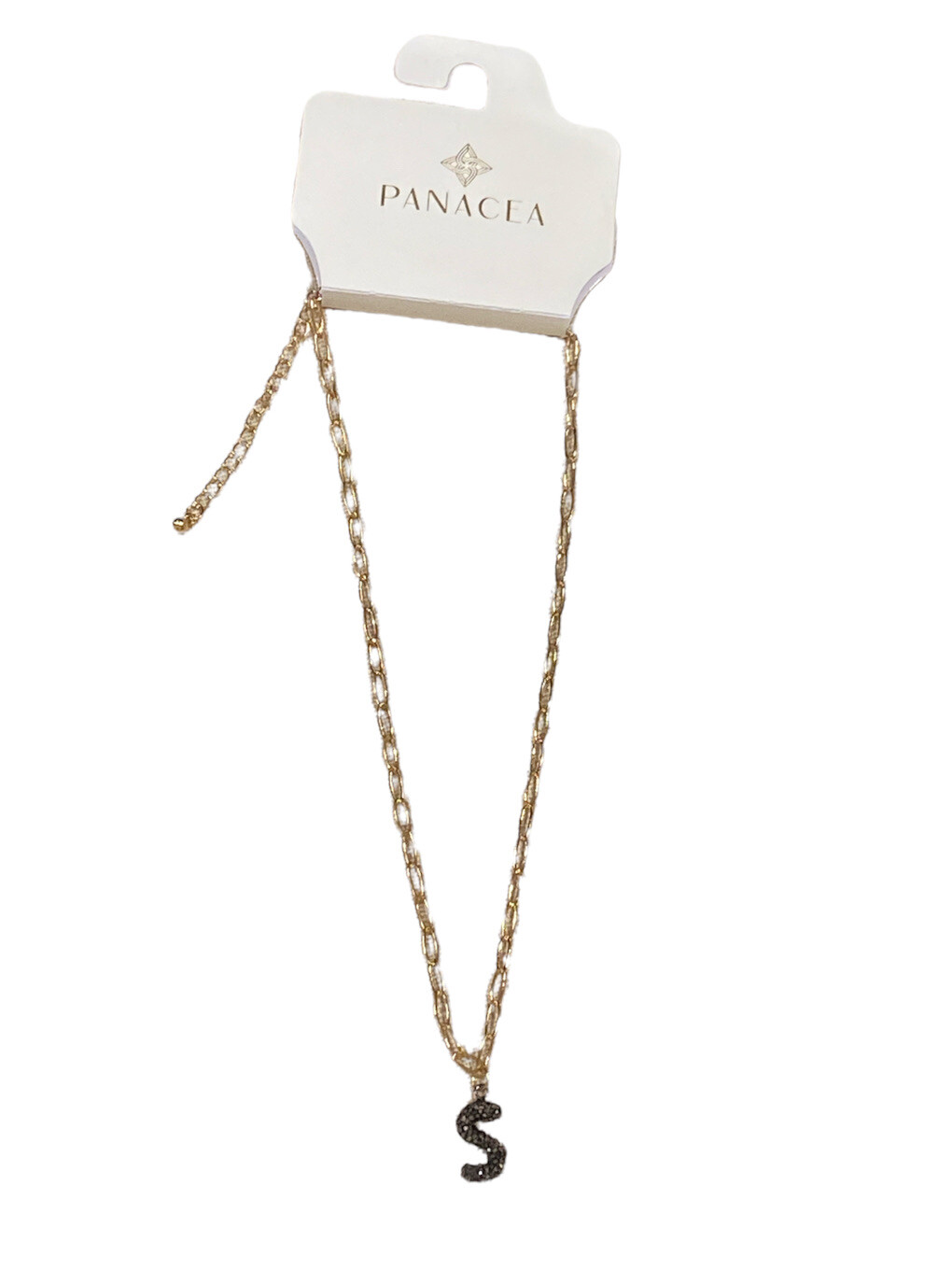 PANACEA 14K Gold Plated Paper Clip Chain Luxe Initial Necklace Letter S