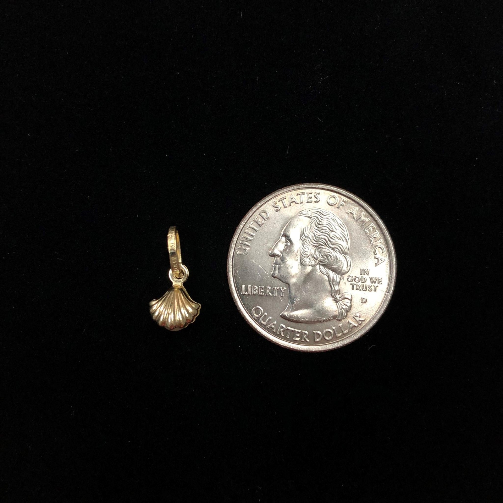 14K Yellow Gold Clam Shell Cultured Pearl Charm Pendant for Necklace or Chain